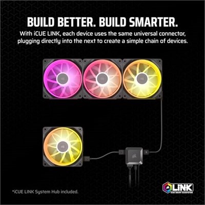CORSAIR iCUE LINK LX120 RGB 120mm PWM Fanlar Üçlü Paket - Çift Işık Döngüsü - iCUE LINK Sistem Hubı içerir - CORSAIR AirGuide Teknolojisi - Si - Seçenekler: 1 x 120mm, 1 x 140mm, 2 x 140mm, 3 x 120mm