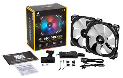 Corsair ML Serisi ML140 PRO RGB, 140mm, PWM, Lighting Node PRO RGB Kontrolcü Dahil, Manyetik Yataklı RGB Fan, 2li Paket (CO-9050078-WW)