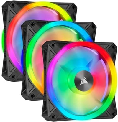 Corsair QL Serisi, iCUE QL120 RGB, 120mm, PWM, Lighting Node CORE RGB Kontrolcü Dahil, RGB Fan, 3lü Paket (CO-9050098-WW)