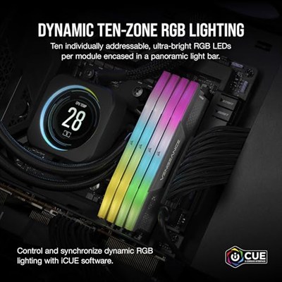 CORSAIR VENGEANCE RGB 16GB (1 x 16GB) DDR5 6000 CL36-44-44-96 1.35V Intel XMP & AMD EXPO - Gri (CMH16GX5M1E6000Z36)