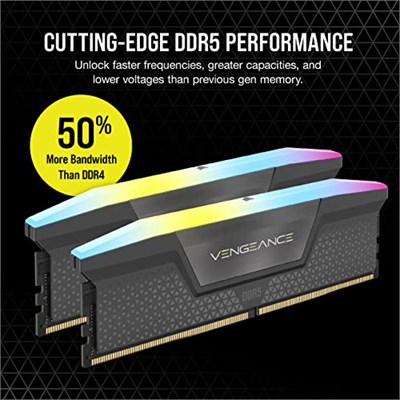 CORSAIR Vengeance RGB DDR5 32GB (2x16GB) DDR5 6000MHz CL36 AMD Expo Intel XMP iCUE Uyumlu Bilgisayar Belleği - Gri (CMH32GX5M2E6000Z36)