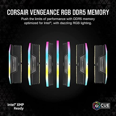 Corsair VENGEANCE RGB DDR5 RAM 32GB (2x16GB) 6400MHz CL36 Intel XMP iCUE Uyumlu Bilgisayar Belleği - Siyah (CMH32GX5M2B6400C36)