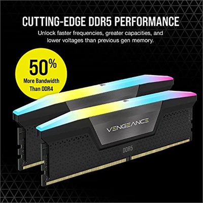 CORSAIR Vengeance RGB DDR5 RAM 48 GB (2 x 24 GB) 6000 MHz CL36 Intel XMP iCUE Uyumlu Bilgisayar Belleği - Siyah (CMH48GX5M2E6000C36)