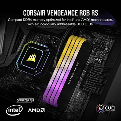 Corsair Vengeance RGB RS 16 GB (1 x 16 GB) DDR4 3.200MHz C16 Bellek (Dinamik RGB Aydınlatma, Intel ve AMD 300/400/500 Serisi ile Uyumlu) Siyah