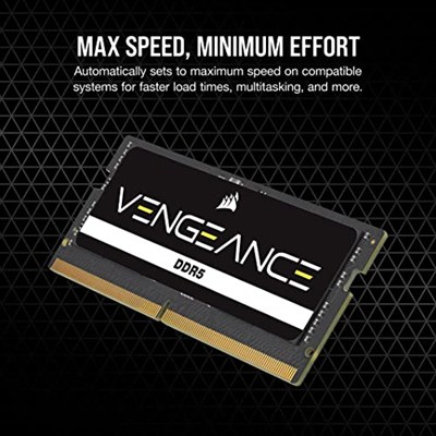 CORSAIR Vengeance SODIMM DDR5 RAM 32GB (1x32GB) 5600MHz CL48-48-48-90 1.10V Intel XMP 3.0 Dizüstü Bilgisayar Belleği - Siyah (CMSX32GX5M1A5600C48)