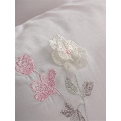 Cotton Box 3d Nakışlı Saten Çift Kişilik Nevresim Takımı Jolie Pembe