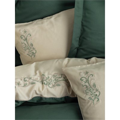 Cotton Box Brode Saten Çift Kişilik Nevresim Takımı Andy Yeşil