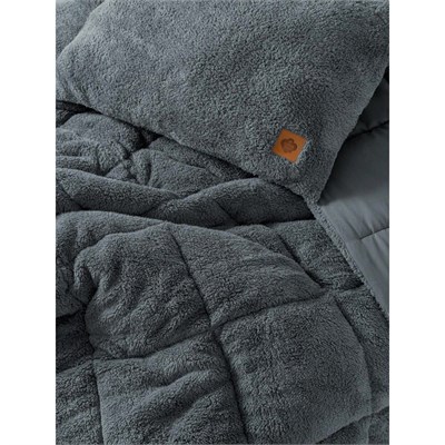 Cotton Box Çift Kişilik Peluş Yorgan Seti Gri 195x215 Cm
