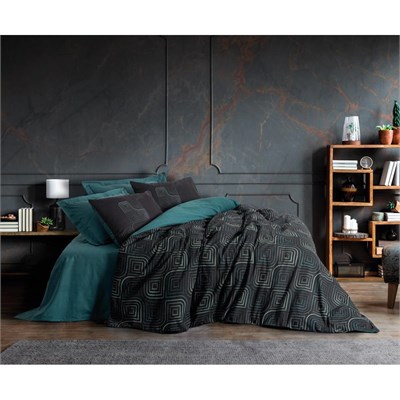Cotton Box Dark Çift Kişilik Nevresim Takımı Noche Petrol