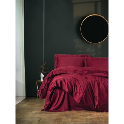 Cotton Box Elegant Saten Çift Kişilik Nevresim Takımı Bordo