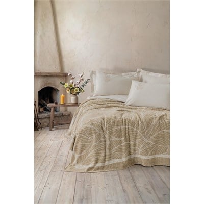 Cotton Box Fleece Çift Kişilik Yatak Örtülü Nevresim Takımı Copse Bej