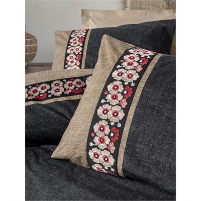 Cotton Box Folk Art Çift Kişilik Nevresim Takımı Yamka Bej