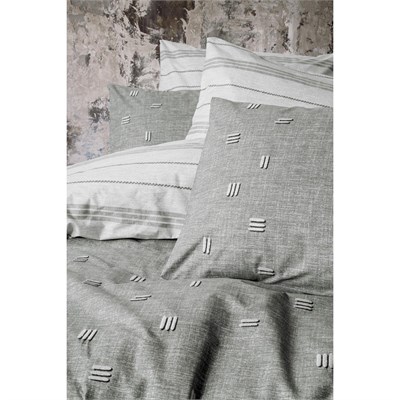 Cotton Box Klein Nakışlı Ranforce Çift Kişilik Nevresim Takımı Patara Gri