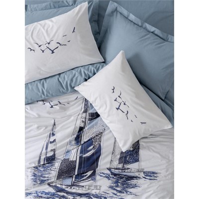 Cotton Box Maritime Çift Kişilik Nevresim Takımı Skipper Indigo