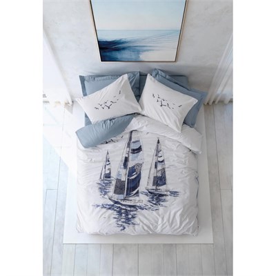 Cotton Box Maritime Tek Kişilik Nevresim Takımı Skipper Indigo