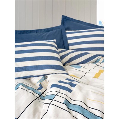 Cotton Box Modern Çift Kişilik Nevresim Takımı Lunox Lacivert