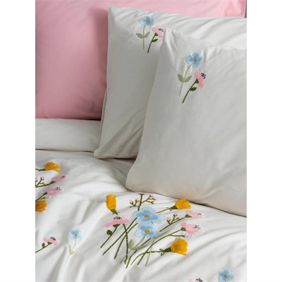 Cotton Box Nakışlı Ranforce Çift Kişilik Nevresim Takımı Delbin Pembe