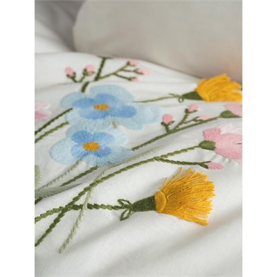 Cotton Box Nakışlı Ranforce Çift Kişilik Nevresim Takımı Delbin Pembe