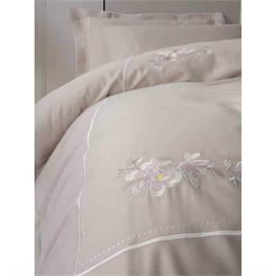 Cotton Box Nakışlı Saten Çift Kişilik Nevresim Takımı Alameda Lila