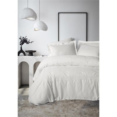 Cotton Box Nakışlı Saten Çift Kişilik Nevresim Takımı Galant Beyaz