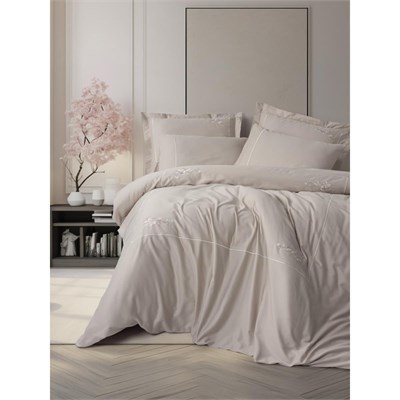 Cotton Box Nakışlı Saten Çift Kişilik Nevresim Takımı Alameda Lila