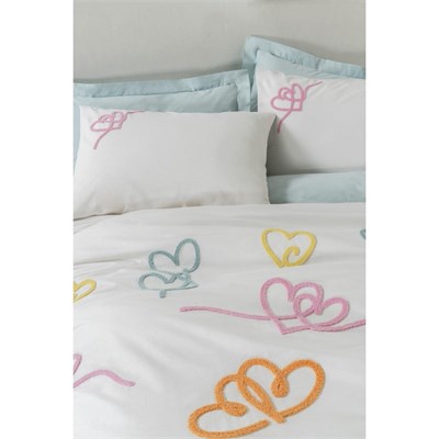 Cotton Box Puff Nakışlı Çift Kişilik Nevresim Takımı Amora Mint