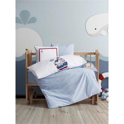 Cotton Box Punch Nakışlı Bebek Nevresim Takımı Miniyo Mavi