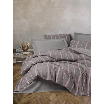 Cotton Box Ribbed Çift Kişilik Nevresim Takımı Barisan Gri