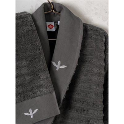 Cotton Box Seta Aile Bornoz Seti Genny Beyaz-antrasit