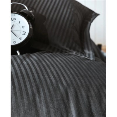 Cotton Box Stripe Saten Çift Kişilik Nevresim Takımı - Siyah