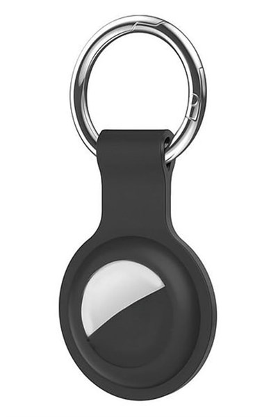 Coverzone AirTag Anahtarlıklı Silikon Kılıf A010 Darbeye Dayanıklı Kaybolmaya Karşı Tam Koruma Kolay Tak-Çıkar Apple AirTags ile Uyumlu Koruyucu Anahtarlık Siyah