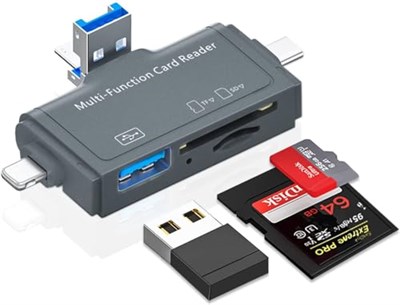 Coverzone Alüminyum OTG USB C Kart Okuyucu | iPhone Lightning ve iPad ile uyumlu, Type-C girişli SD TF Multi Card Reader, SYD-A1C