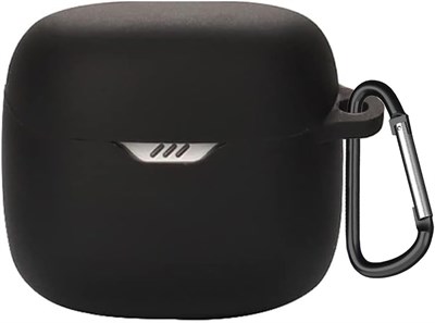 Coverzone JBL Tune Flex 2 ile Uyumlu Kulaklık Kılıfı Kancalı Kılıf Darbeye Dayanıklı Silikon Yumuşak Koruyucu Toz ve Kirden Koruyan JBL Tune Flex2 ile Uyumlu Koruyucu Kapak Siyah