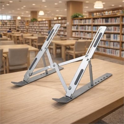 Coverzone Notebook Standı 2in1 Katlanabilir Taşınabilir Folding Alüminyum Dizüstü Bilgisayar Standı Açısı Ayarlanabilir 7 Kademeli
