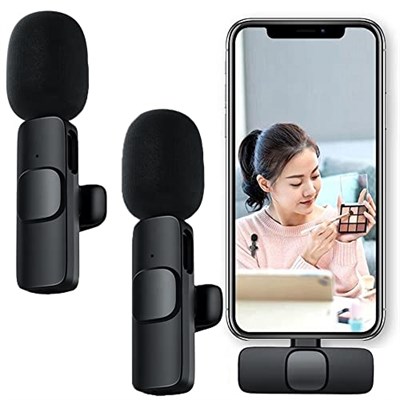 Coverzone Type-c 2 Adet Mikrofonlu Tek Alıcılı Kablosuz Cep Telefonu İçin USB C Girişli Gürültü Önleyicili Profesyonel Dış Mekan Vlog Canlı Yayın Youtuber Yaka Mikrofonu Siyah