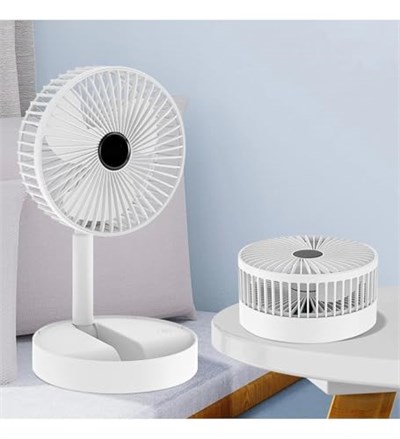 Coverzone Yüksekliği Ayarlanabilir 31cm - 37 cm Taşınabilir Masaüstü Mini USB Fan Şarj Edilebilir Telefon Tutuculu 3 Kademeli Vantilatör Soğutucu Mini Fan (FS-21 - Beyaz)
