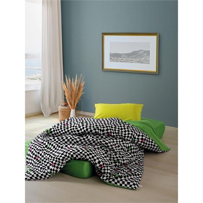 Cozy Home popping Colors Tek Kişilik Lastikli Çarşaflı Nevresim Takımı Dazzle Yeşil