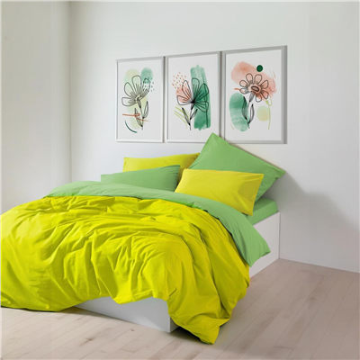 Cozy Home Popping Colors Tek Kişilik Lastikli Çarşaflı Nevresim Takımı Sage Sarı-Yeşil