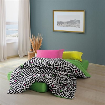 Cozy Home popping Colors Tek Kişilik Lastikli Çarşaflı Nevresim Takımı Dazzle Yeşil