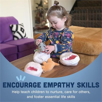 Cre8tive Minds Bebek Dinozorları Sepeti, Peluş Bebekler, Yumuşak Dinozor Bebek Seti, Her Yaş için 7 Parça Set, Çok Renkli (MTC-1017)