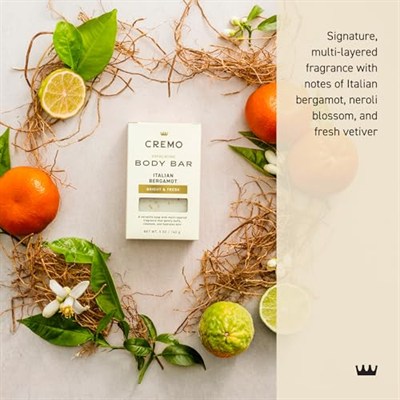 Cremo Erkekler için Peeling Vücut Çubuğu, İtalyan Bergamot Kokusu, Cildi Koruyan, Temizleyen ve Nemlendiren Çok Katmanlı Koku, 5 oz