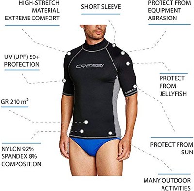 Cressi Erkek Rash Guard Kısa Kollu T-Shirt
