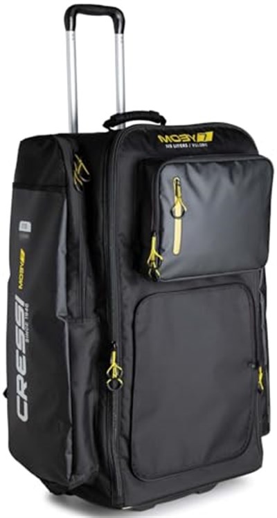 Cressi Moby Trolley Bag - Spor ve Seyahat için İdeal Sağlam ve Geniş Tekerlekli Çanta, Siyah/Sarı, Unisex