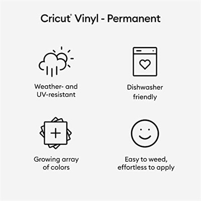 Cricut 2006840 Premium Kalıcı Vinil, Siyah, 12