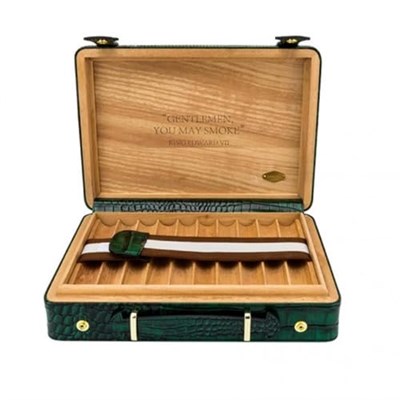 Croco Desen Seyahat Puro Kutusu Humidor İçi Sedir Yeşil 18s