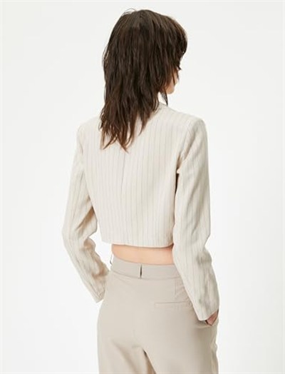 Crop Blazer Ceket Uzun Kollu