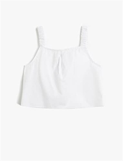 Crop Bluz Askılı Fiyonk Detaylı Pamuklu
