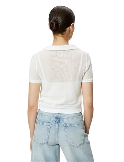 Crop File Tişört Polo Yaka Kısa Kollu