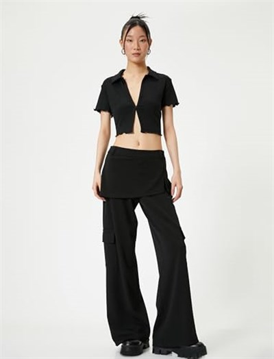 Crop Polo Tişört Kısa Kollu Slim Fit