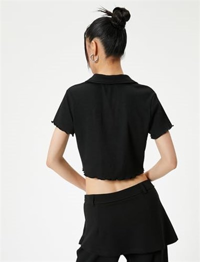 Crop Polo Tişört Kısa Kollu Slim Fit